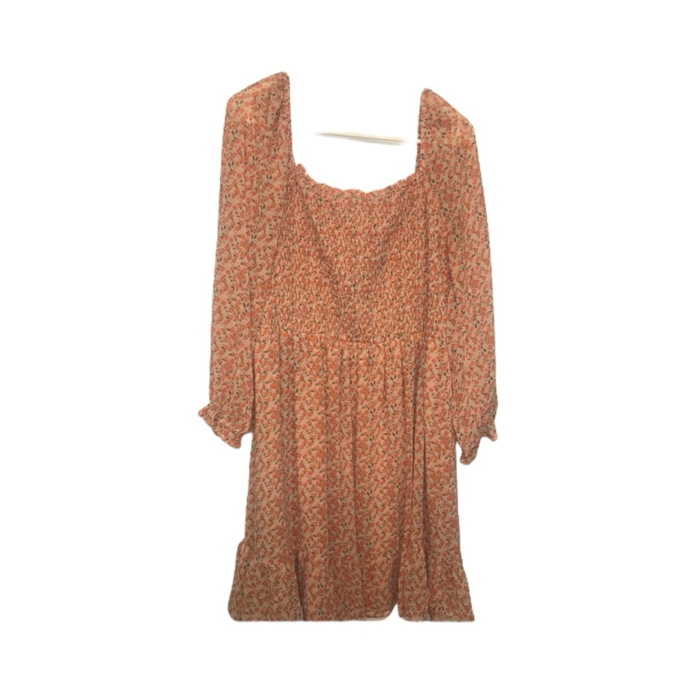 Floral Smocked Dress with Long Sleeves